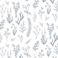 Gratis vector gravure van handgetekende botanische patroon