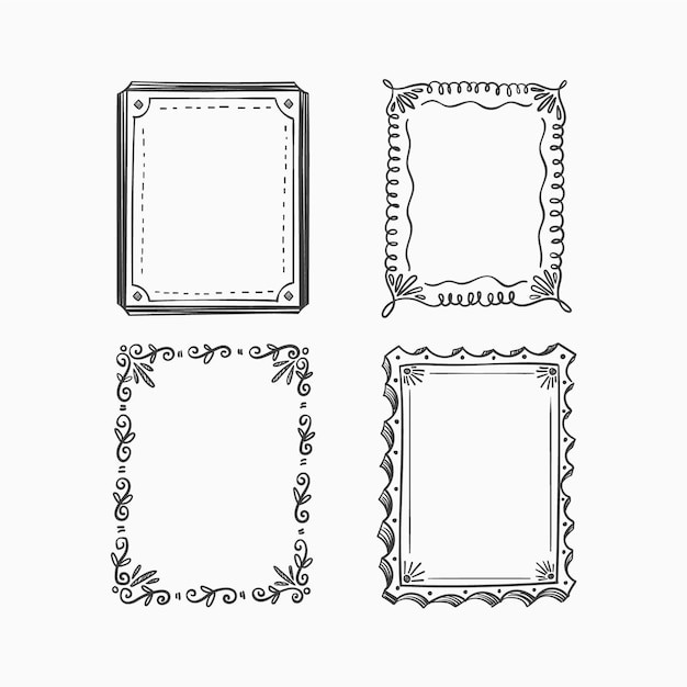 Gratis vector gravure van handgetekende doodle frame-collectie