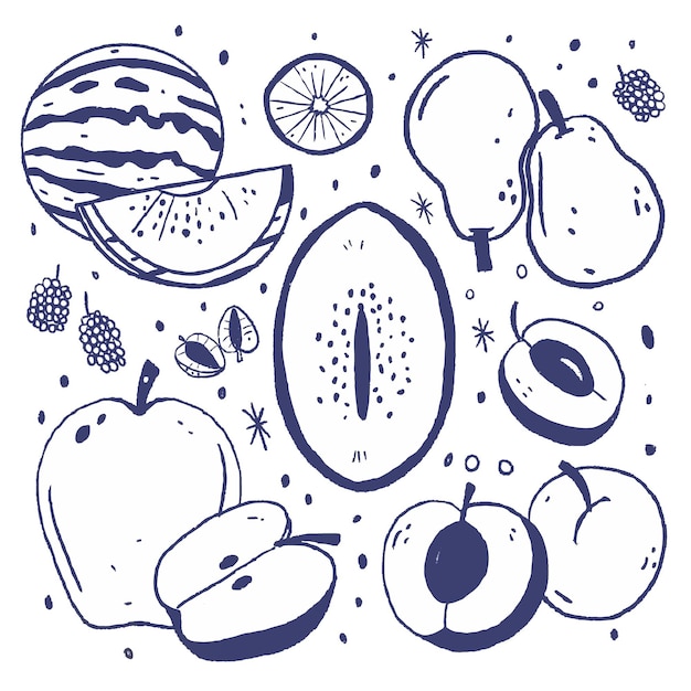 Gratis vector gravure van handgetekende fruitcollectie