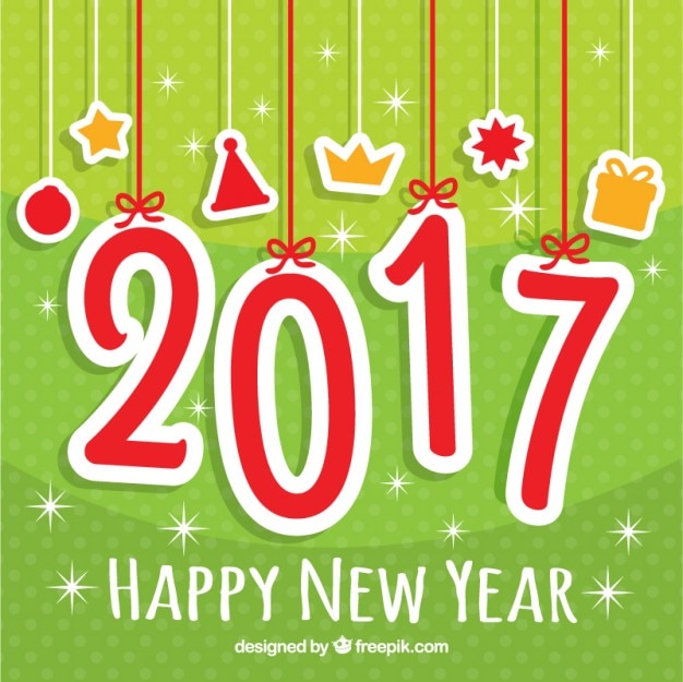 Gratis vector green new year 2017 achtergrond