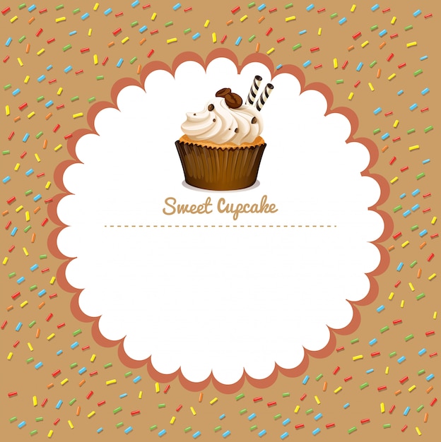 Gratis vector grens met koffie cupcake