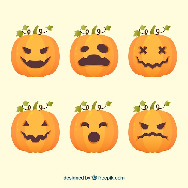 Gratis vector griezelig pak halloween pompoenen