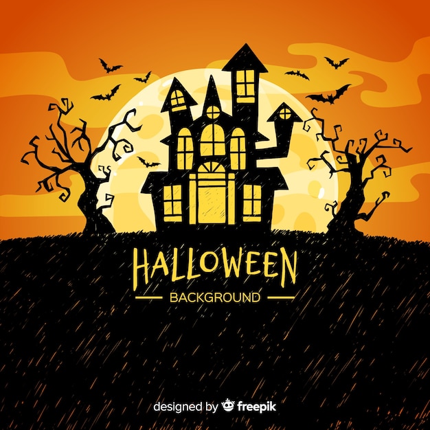 Gratis vector griezelige halloween-achtergrond met vlak ontwerp