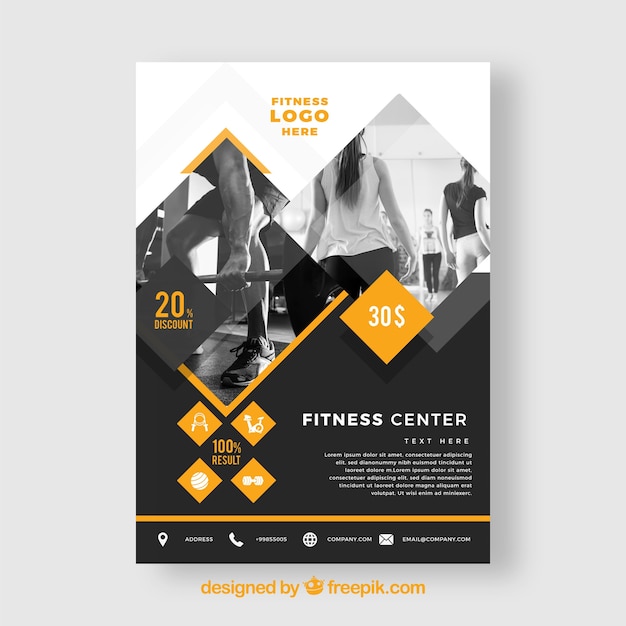 Gratis vector grijze gym folder sjabloon