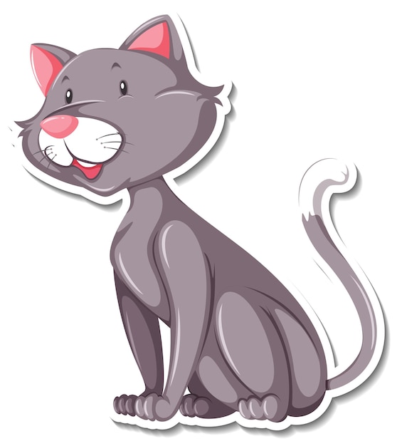 Grijze kat dier cartoon sticker