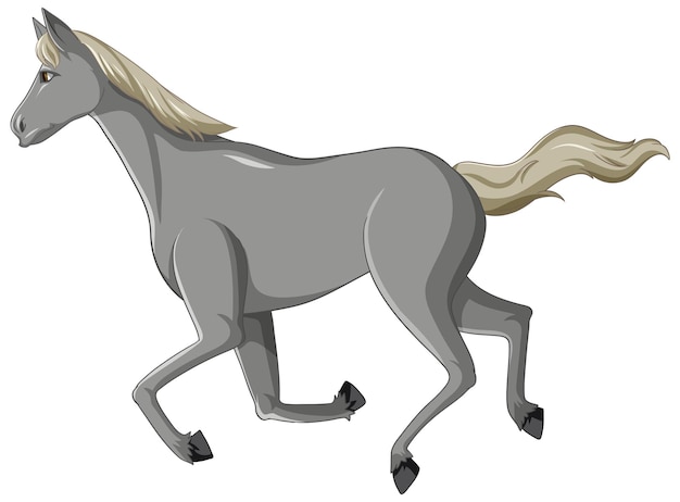 Gratis vector grijze paard lopende cartoon