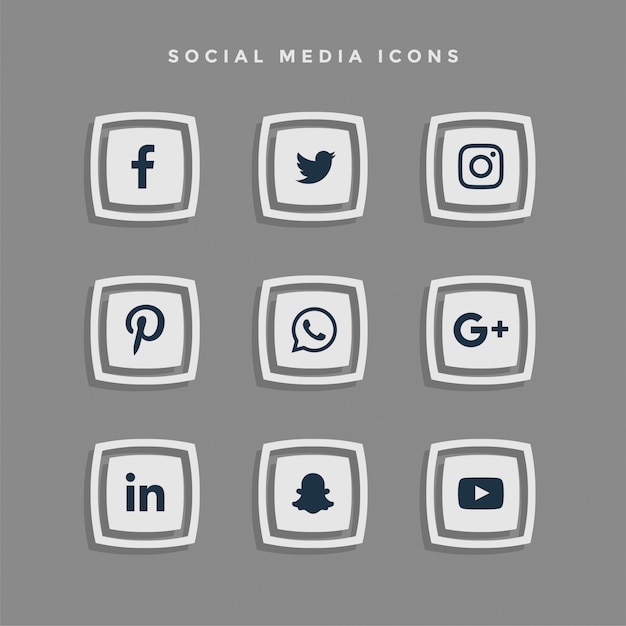 grijze sociale media iconen set
