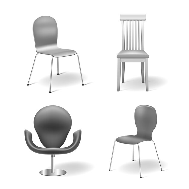 Grijze stoelen set geïsoleerd