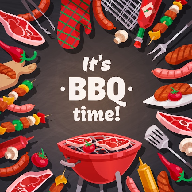 Gratis vector grill bbq-tijd achtergrond