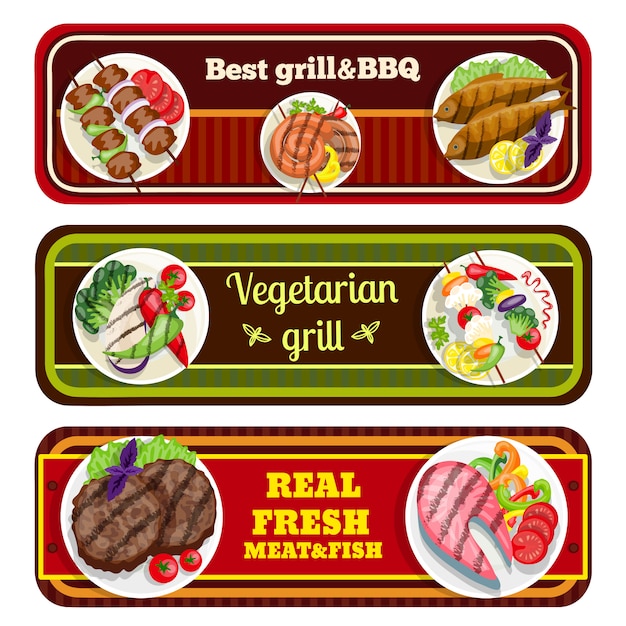 Gratis vector grillgerechten banners