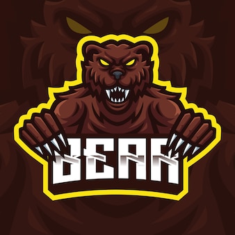 Grizzly bear mascot gaming logo-sjabloon voor esports streamer facebook youtube