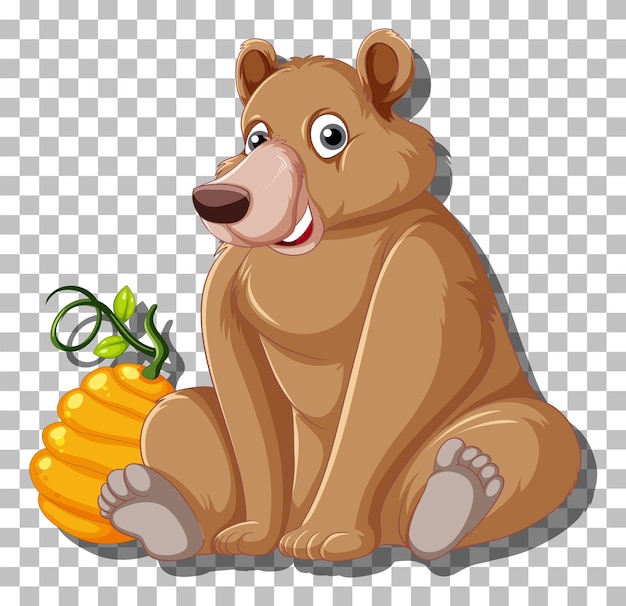 Gratis vector grizzly beer stripfiguur geïsoleerd