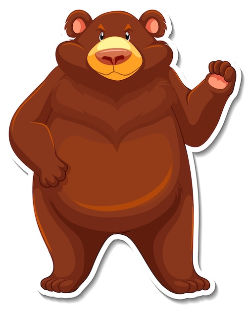 Gratis vector grizzly beer stripfiguur sticker