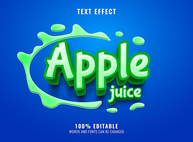 Groen appelsap met melk splash label teksteffect