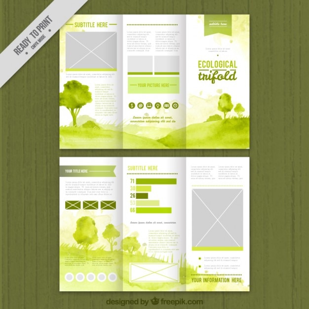 Gratis vector groen aquarel ecologische trifold