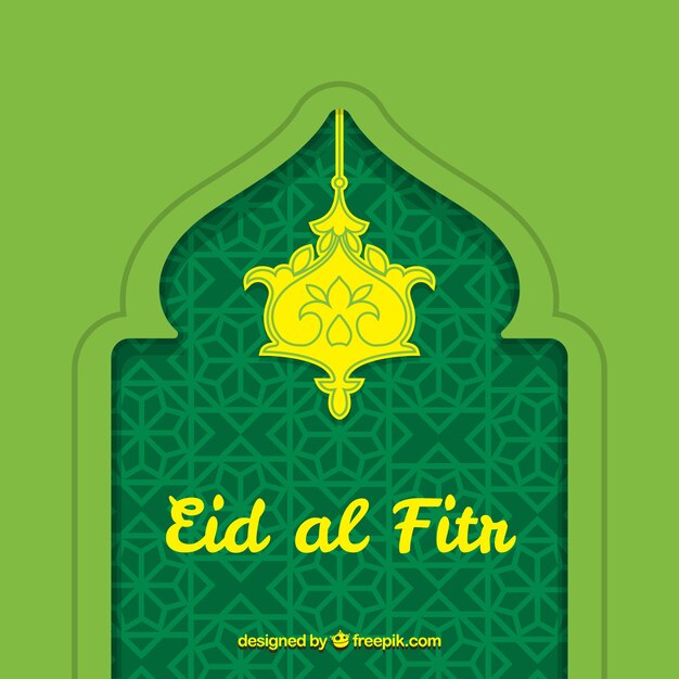 Groen eid al fitr handgetekende decoratieve achtergrond