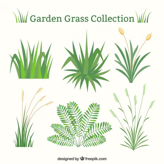 Gratis vector groen gras set in plat design