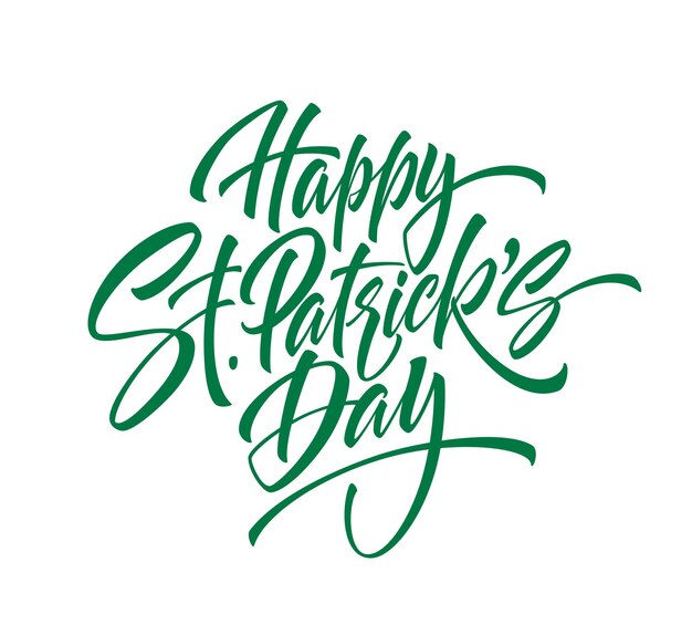 Groen handschrift belettering Happy Saint Patrick's Day geïsoleerd