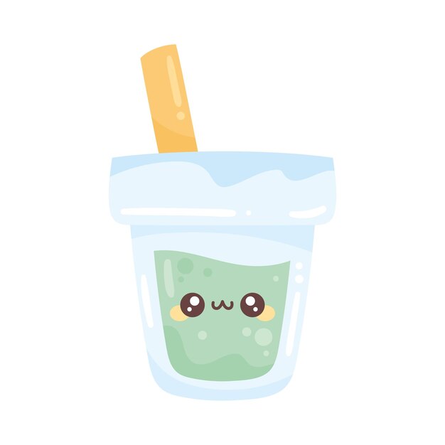 Gratis vector groen kawaii-drinkglas