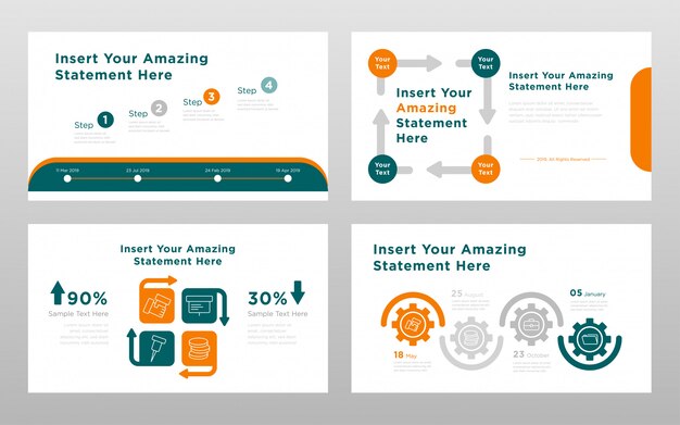 Groen oranje gekleurde business concept power point presentatie pagina's sjabloon