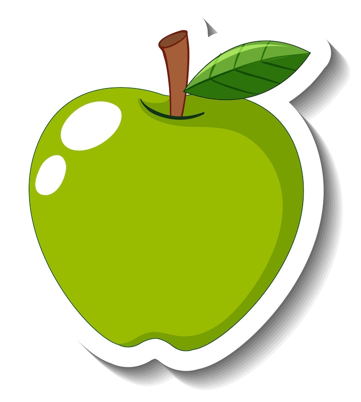 Gratis Vector groene appel geïsoleerd op witte achtergrond