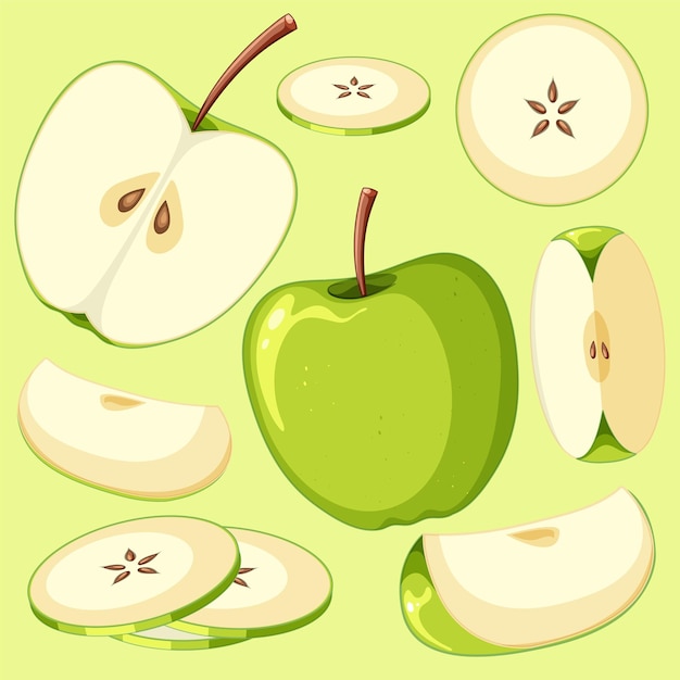 Gratis vector groene appel op groene achtergrond