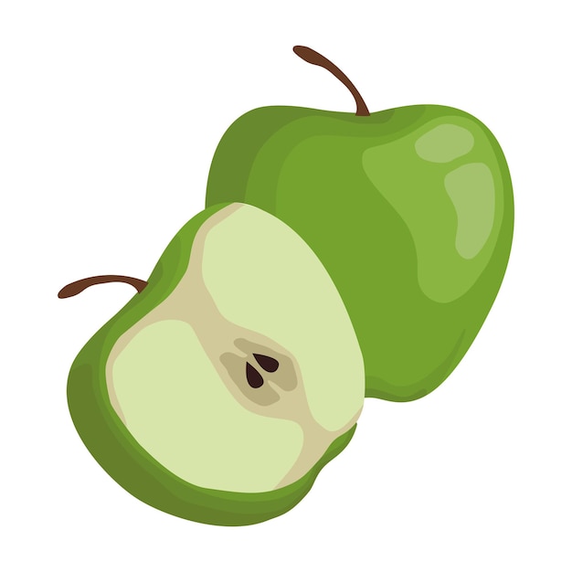 Gratis vector groene appel vers fruit pictogram geïsoleerd ontwerp