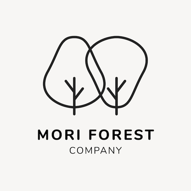 Groene bedrijfslogo sjabloon, branding ontwerp vector, mori forest tekst