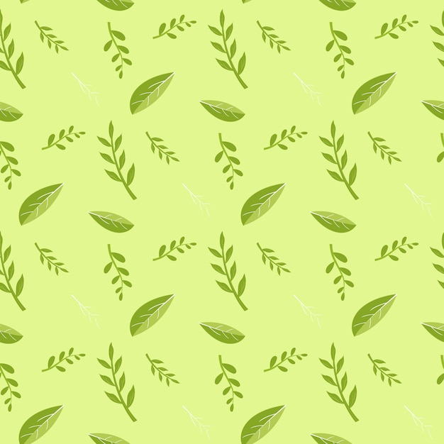 Groene bladeren en planten stelen patroon