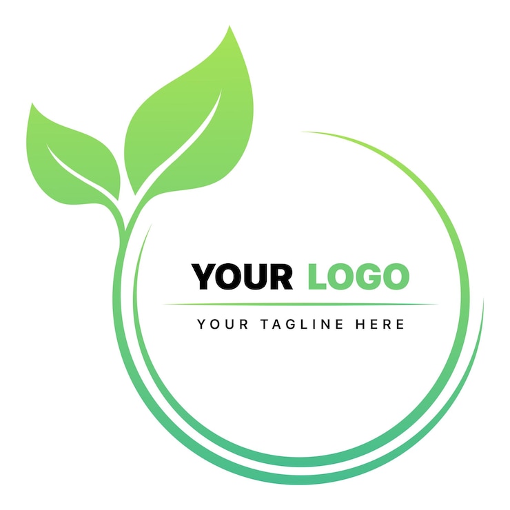 Gratis Vector groene bladeren ronde logo