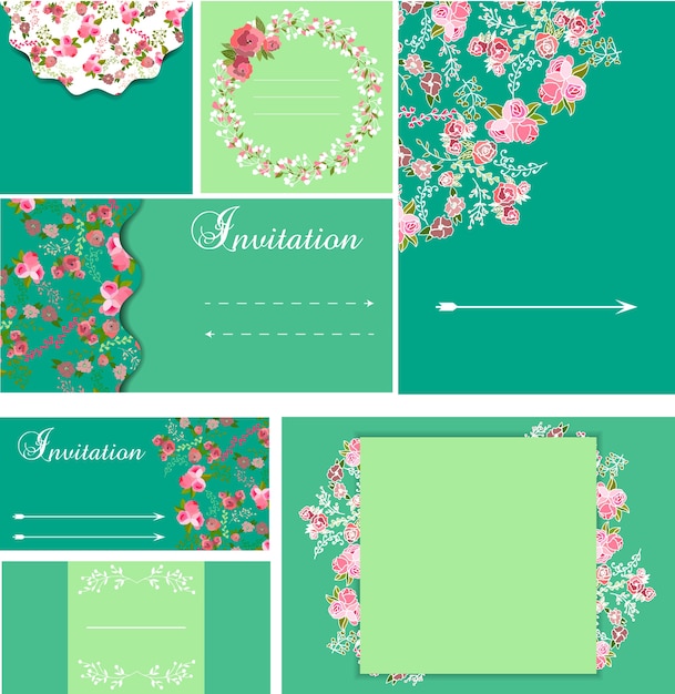 Groene bloemenkaart collectie