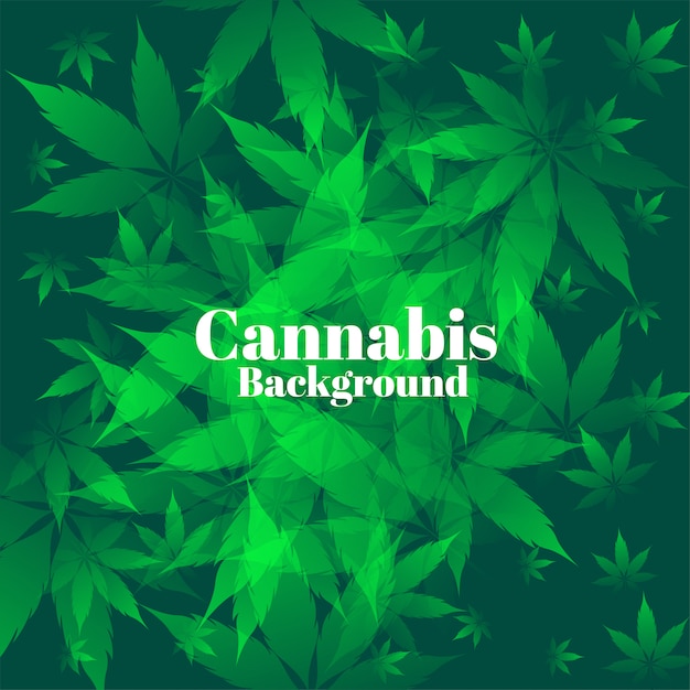 Gratis vector groene cannabisbladeren op bosachtergrond