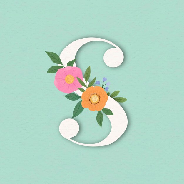 Groene elegante bloemen letter S vector