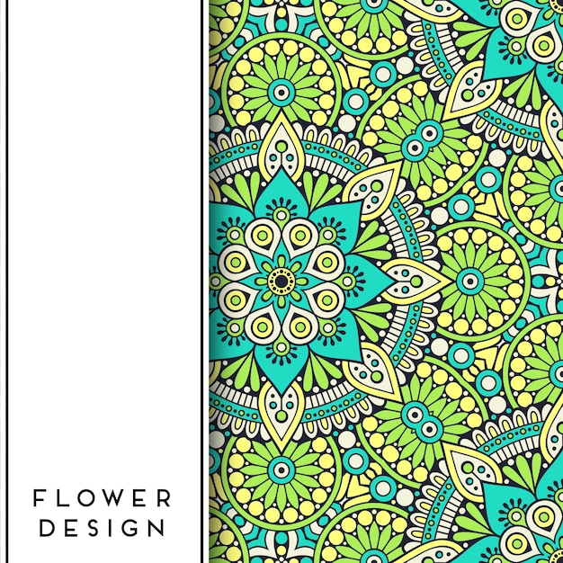 Groene en blauwe bloemen mandala