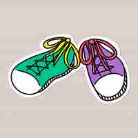 Gratis vector groene en paarse sneakerssticker met een witte rand vector