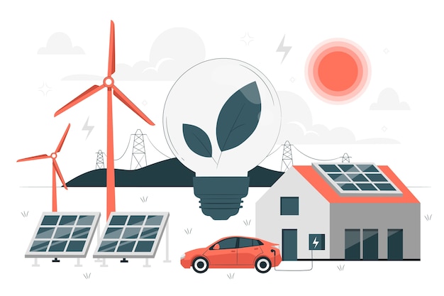 Gratis vector groene energie-industrie concept illustratie