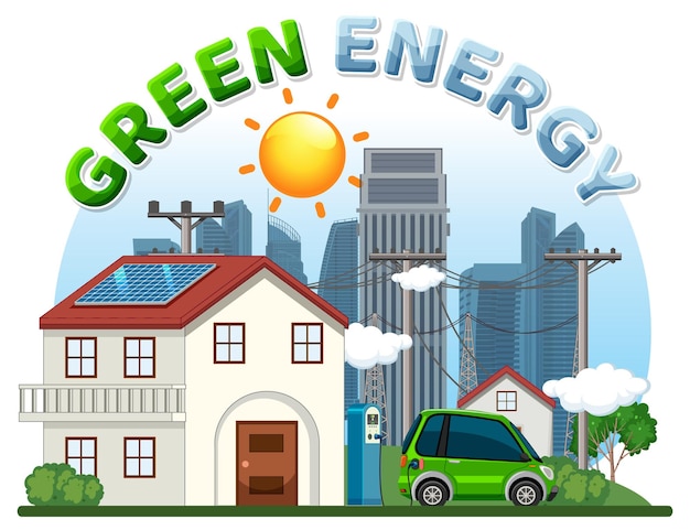 Gratis vector groene energie tekst banner ontwerp