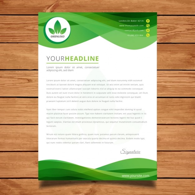 Gratis vector groene golvende brochure template