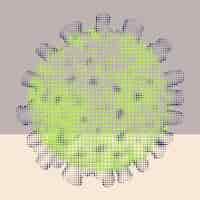 Gratis vector groene halftone coronavirus op paarse en crème achtergrond illustratie vector