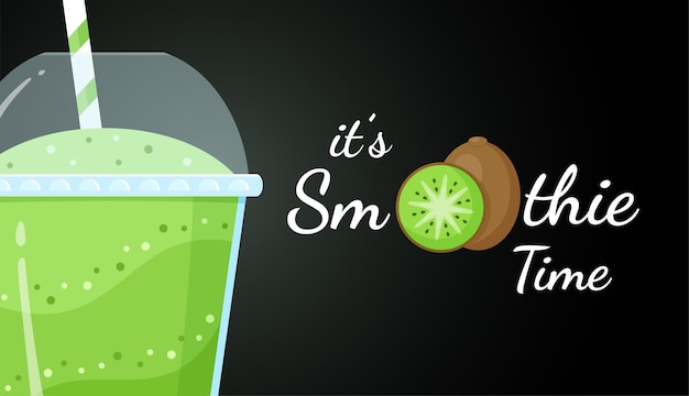 Groene kiwi smoothie vitamine drankje vector illustratie vegetarische smoothies drinken met groene lagen
