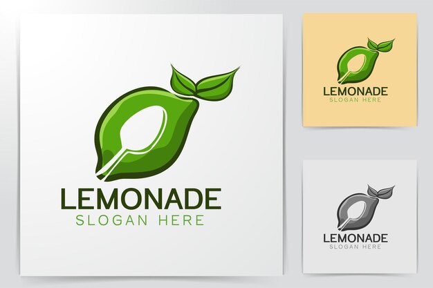 Groene limoen en lepel, gezond eten Logo Designs Inspiration geïsoleerd op een witte achtergrond