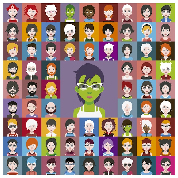 Gratis vector groene personages collectie