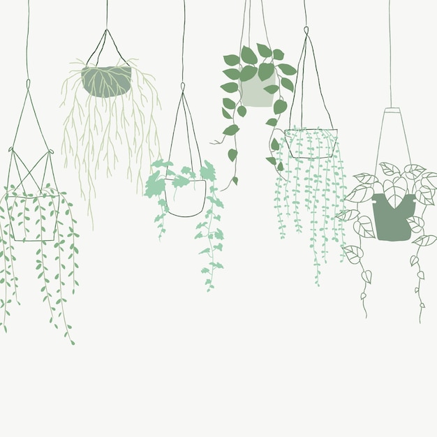 Gratis vector groene pot hangende plant vector background