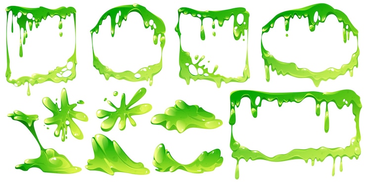 Gratis Vector groene slime frames of elementen geïsoleerde vector set