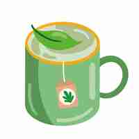 Gratis vector groene thee in mok