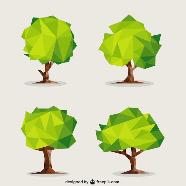 Gratis vector groene veelhoekige bomen