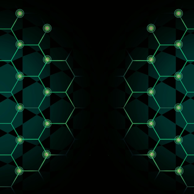 Gratis vector groene zeshoek netwerktechnologie achtergrond vector