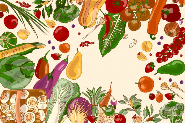 Gratis vector groenten en fruit achtergrond