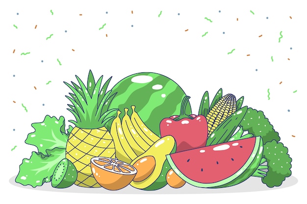 Gratis vector groenten en fruit achtergrond