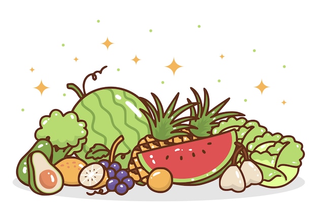 Gratis vector groenten en fruit achtergrond